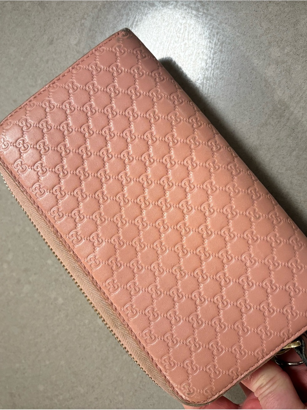Gucci Blush Pink GG Embossed Zip Wallet - Picture 4 of 7